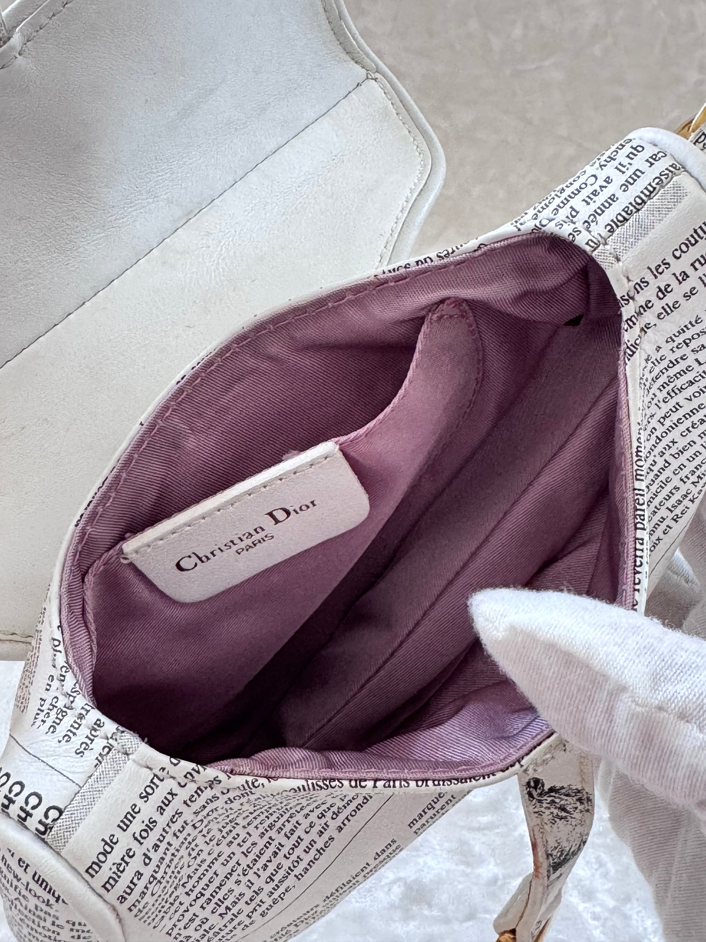 Christian Dior Newspaper Mini Saddle Clutch