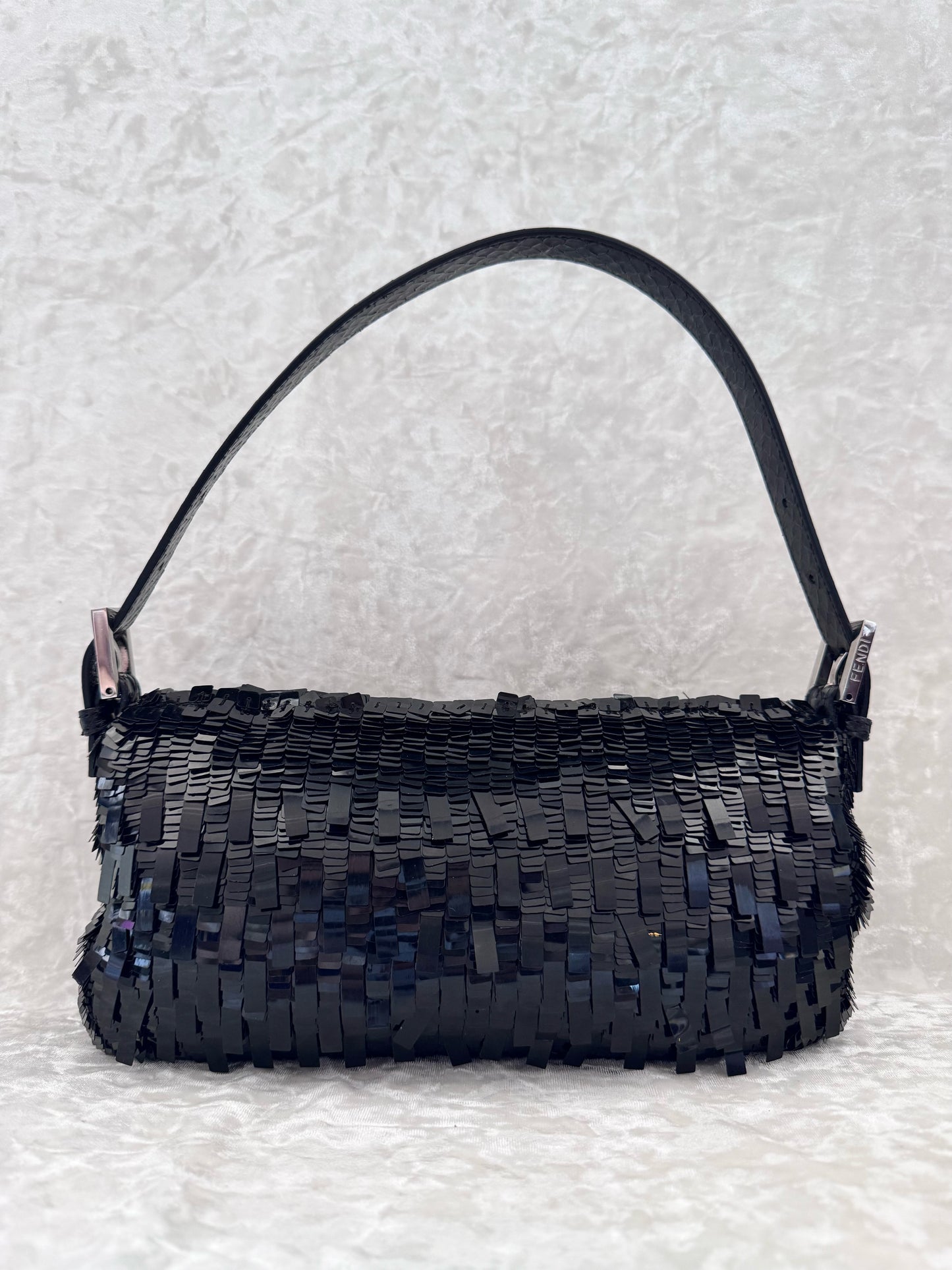 Fendi Black Sequins Baguette