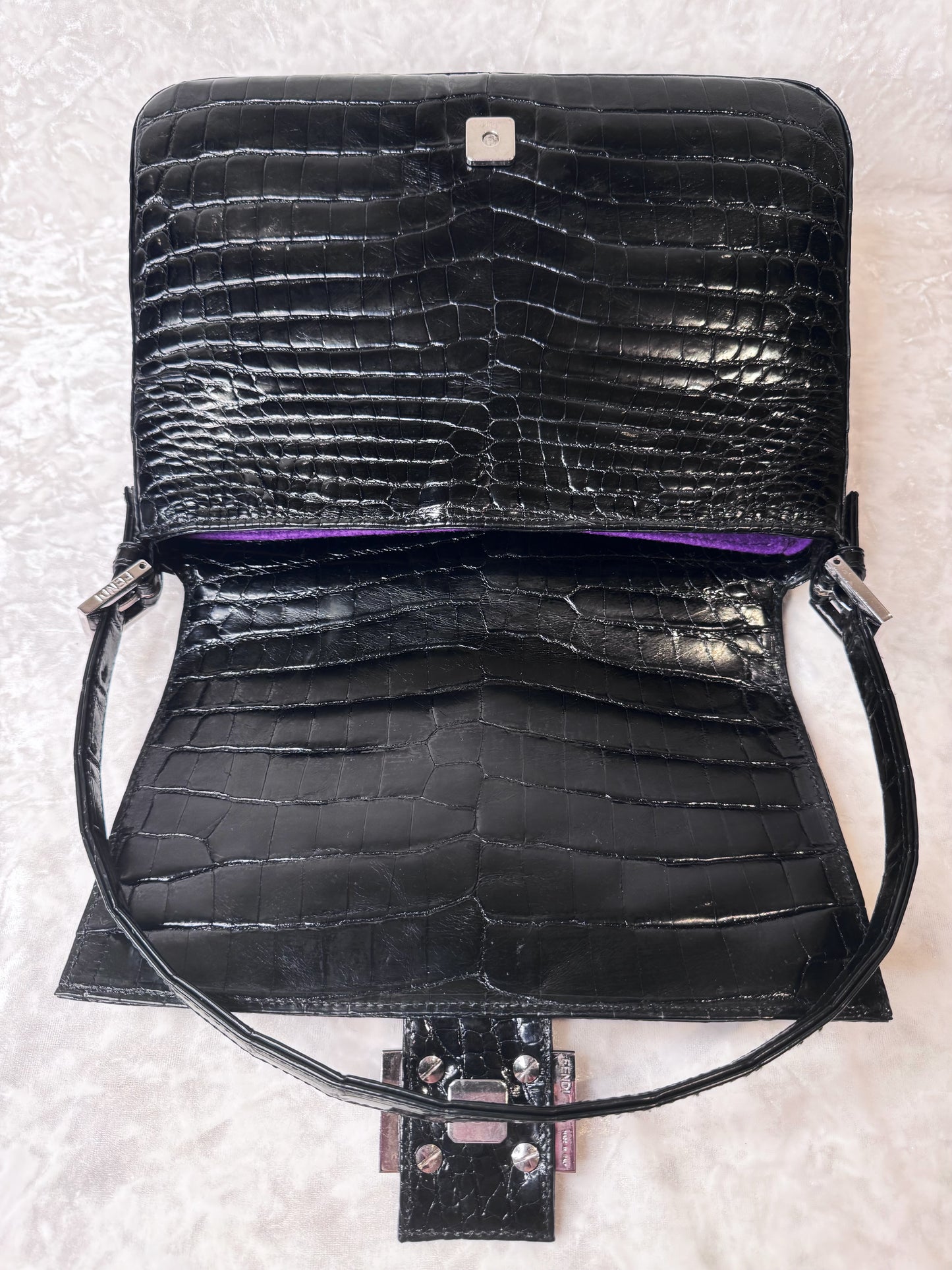 Fendi Black Alligator Mamma Baguette