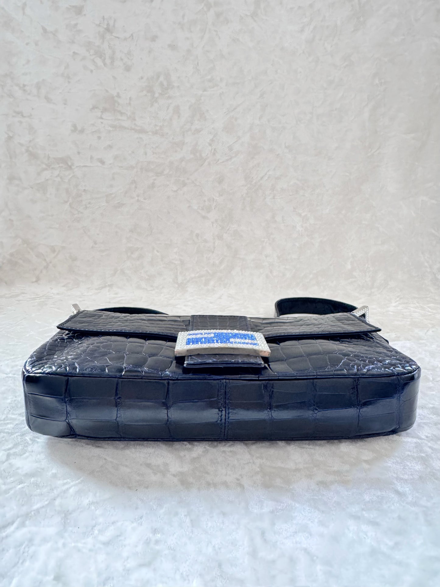 Fendi Navy Alligator Baguette 