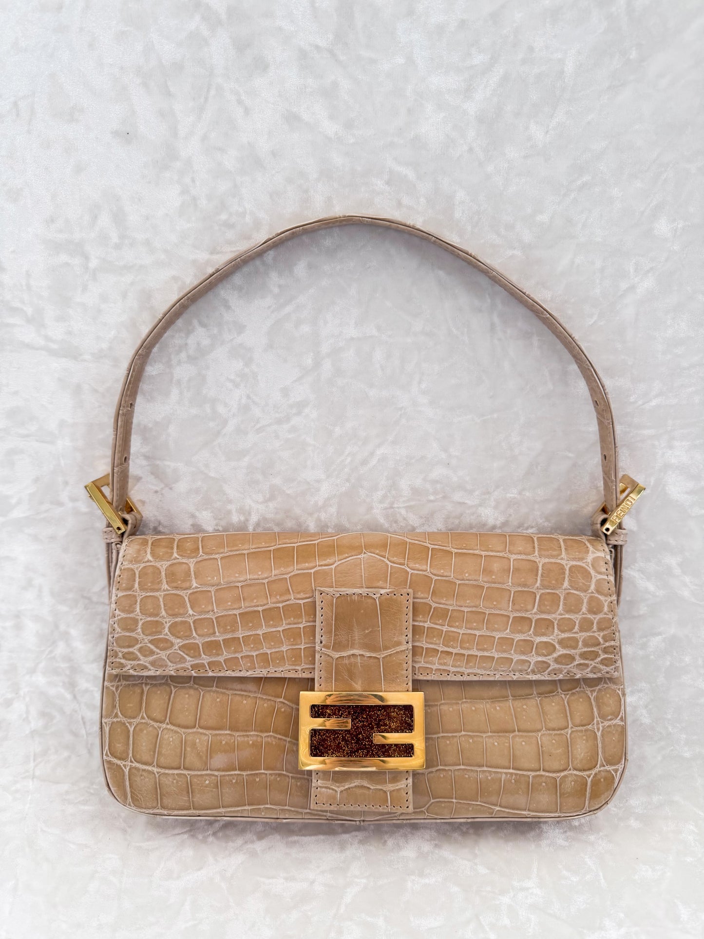 Fendi Beige Alligator Baguette 