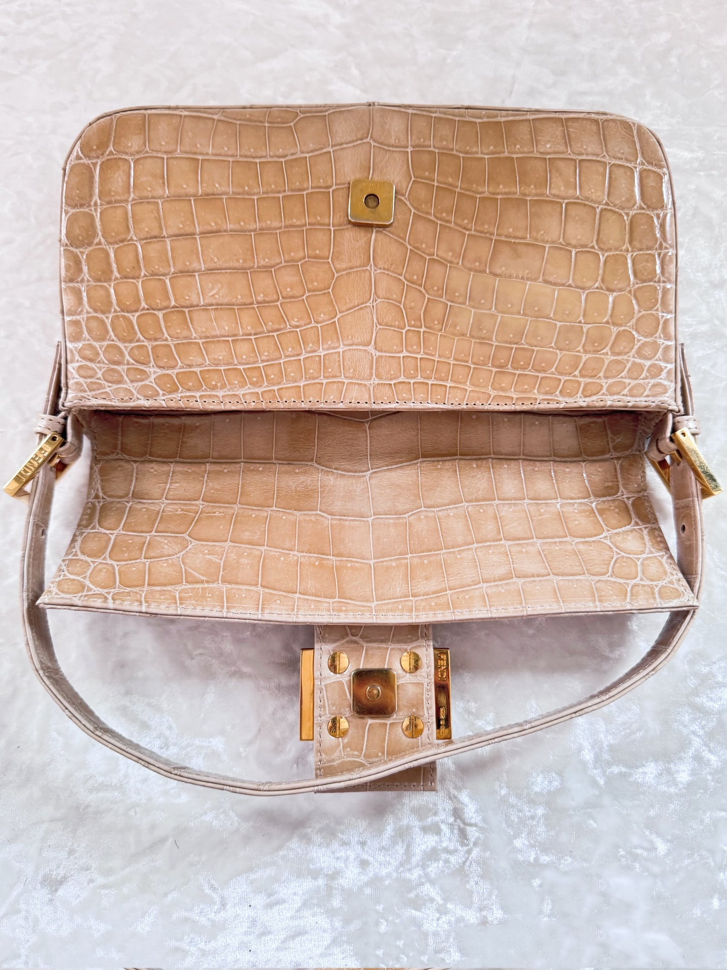 Fendi Beige Alligator Baguette 