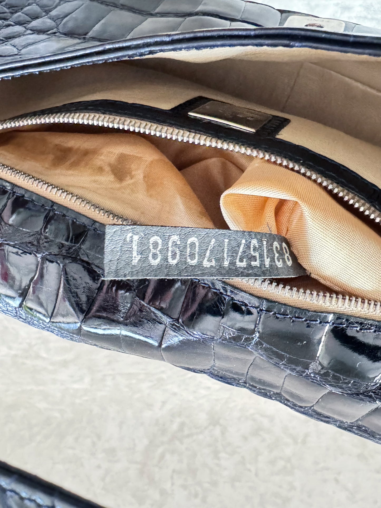 Fendi Navy Alligator Baguette 