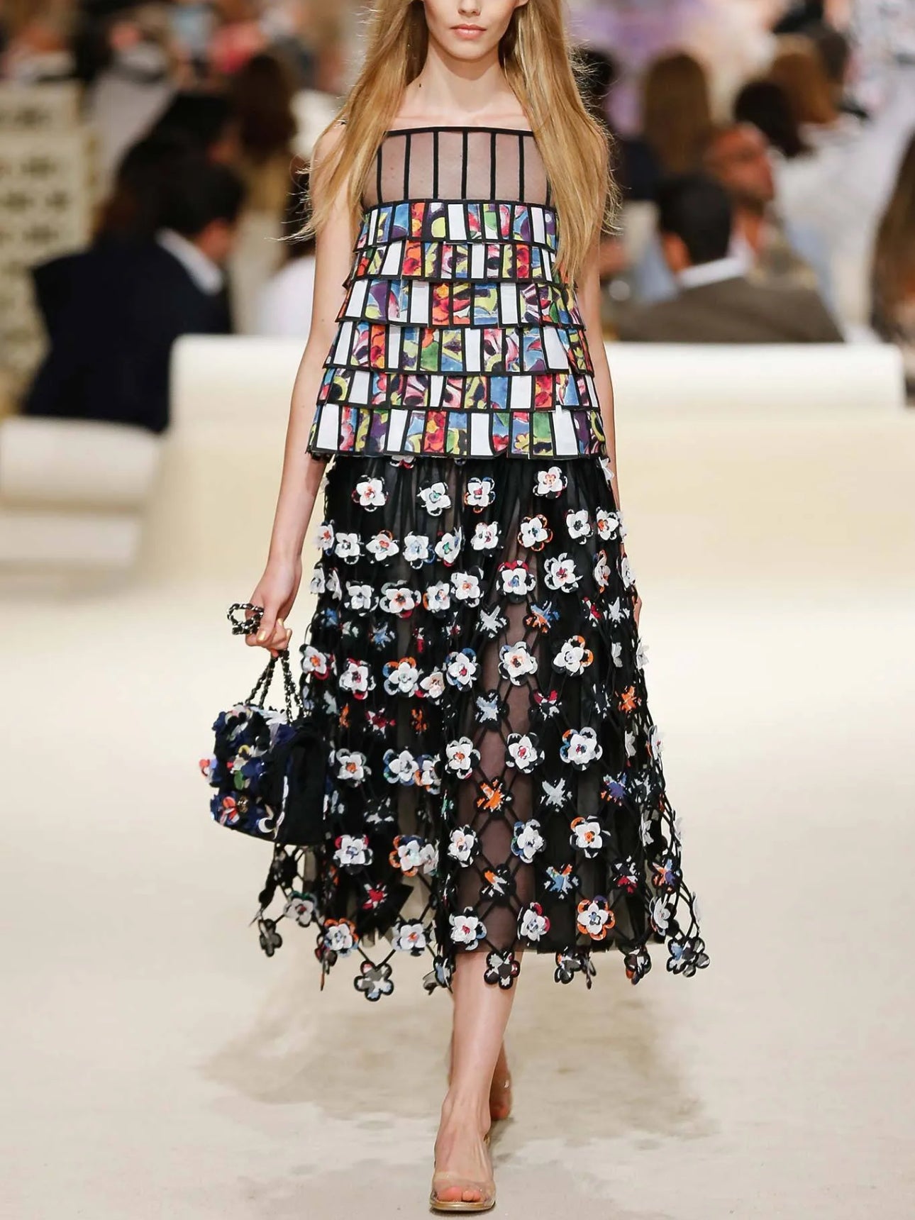 Chanel Resort 2015 Runway Neoprene Camelia Single Flap