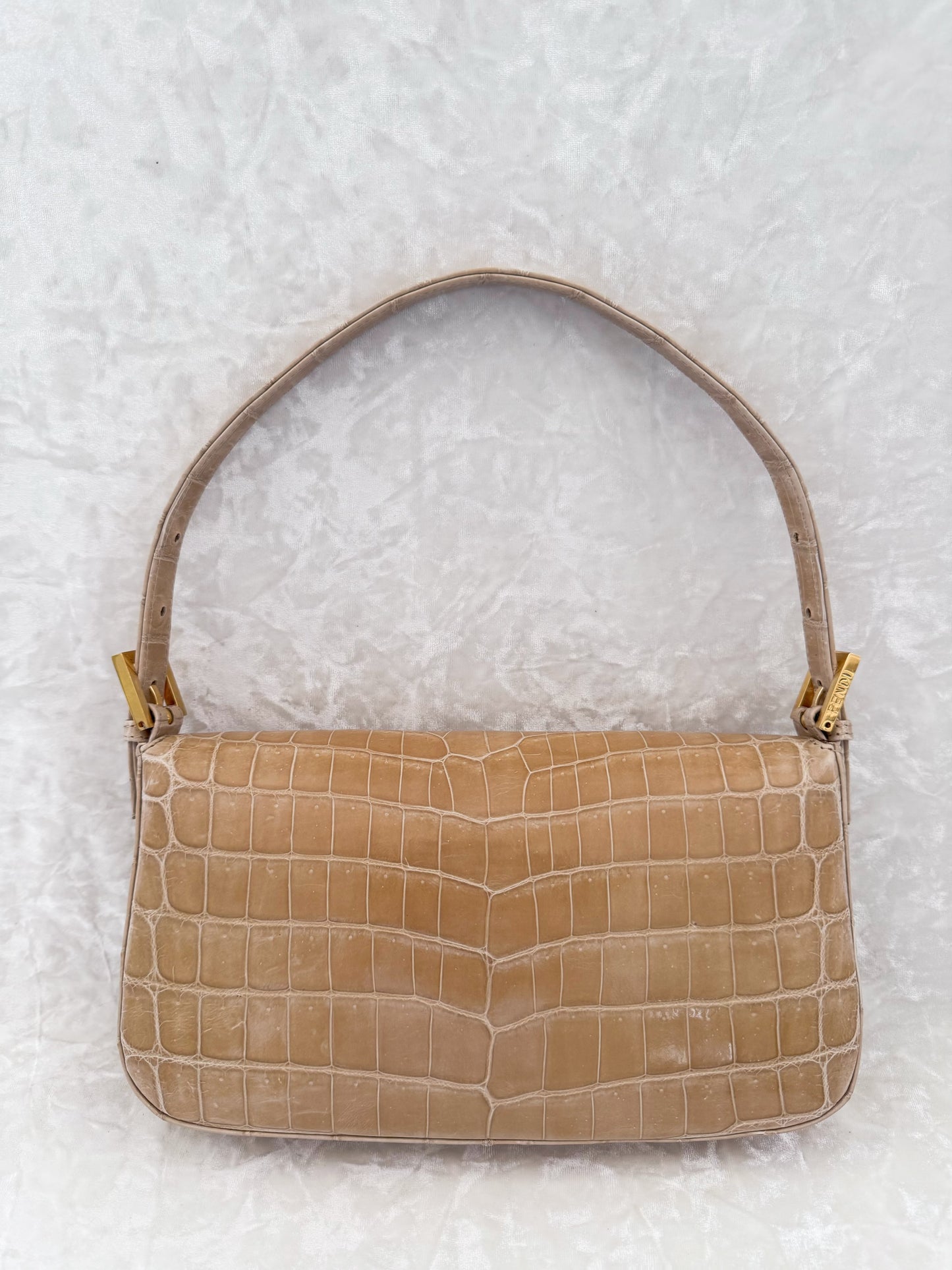 Fendi Beige Alligator Baguette 