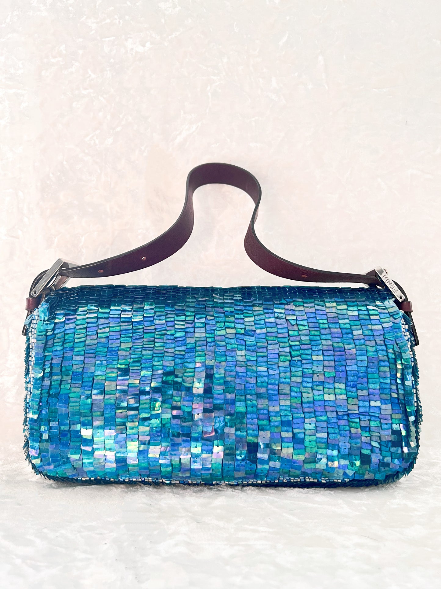 Fendi Blue Sequins Baguette