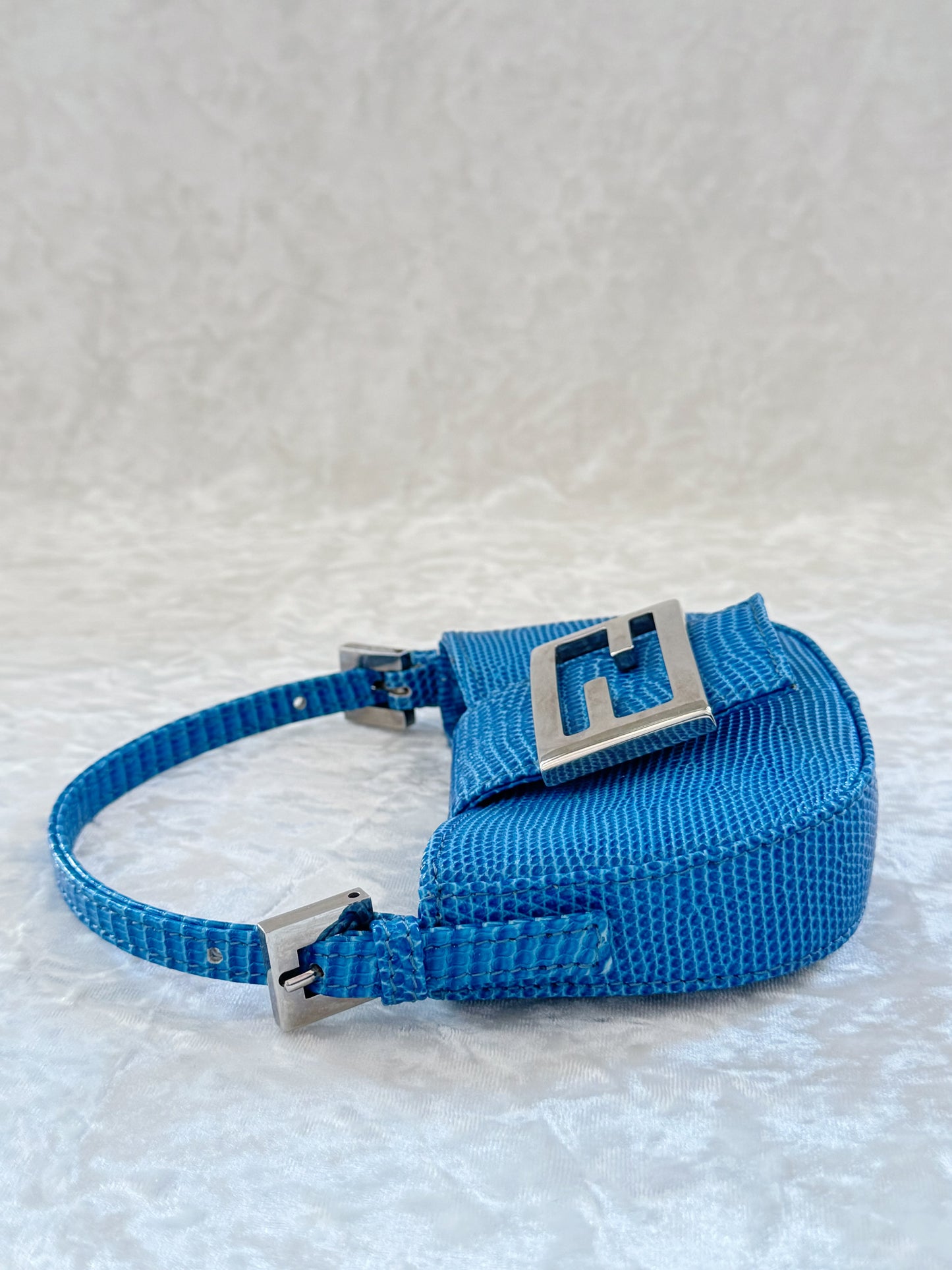 Fendi Blue Lizard Croissant Bag