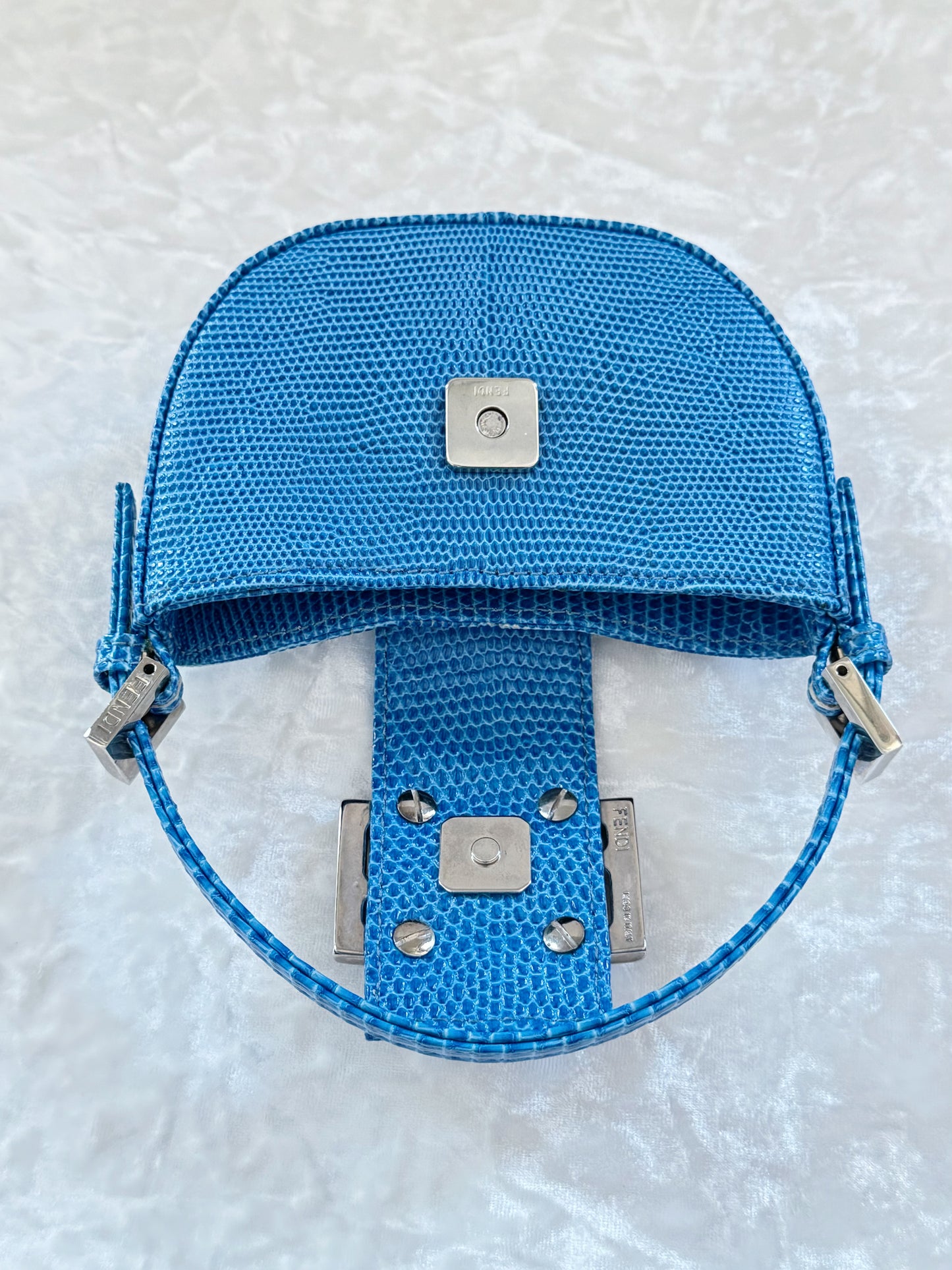 Fendi Blue Lizard Croissant Bag