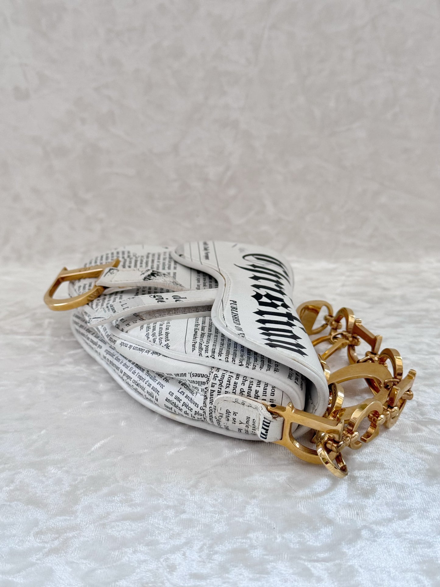 Christian Dior Newspaper Mini Saddle Clutch