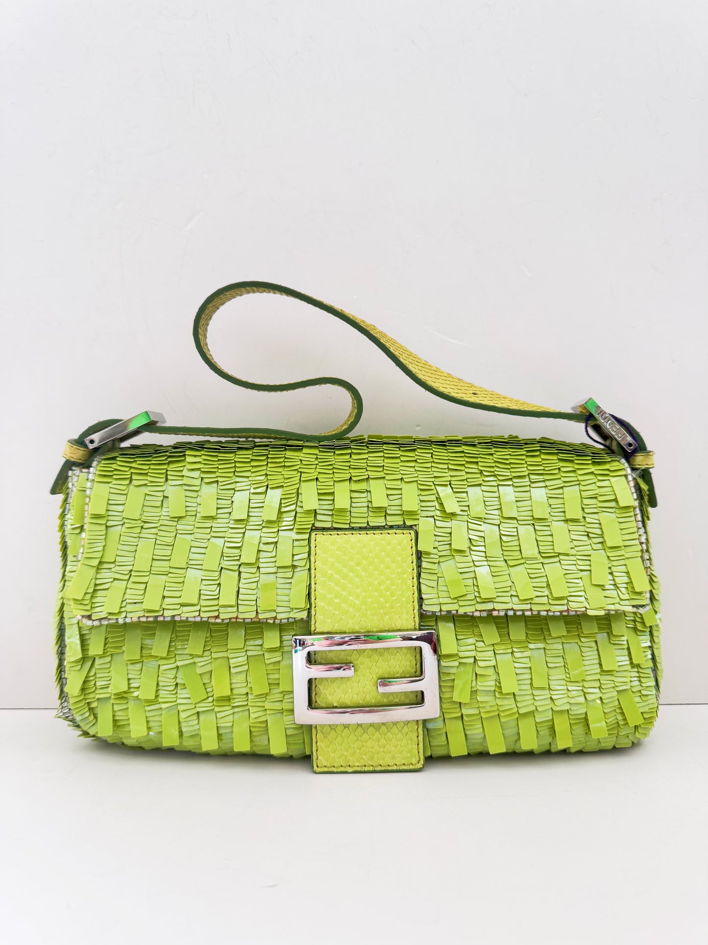 Fendi Green Sequin baguette
