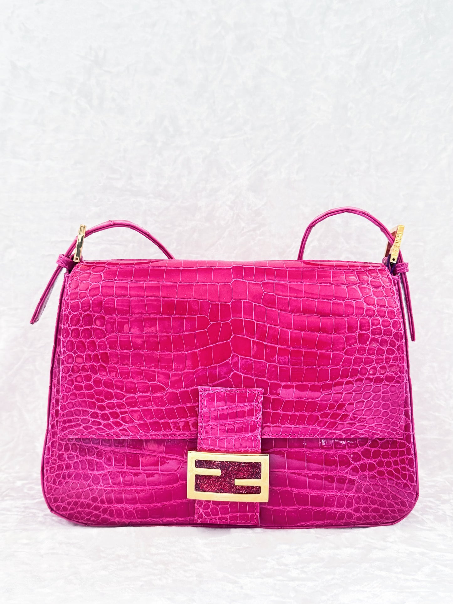Fendi Pink Alligator Mamma Baguette