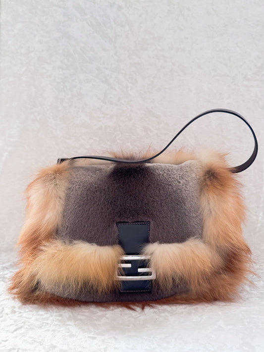 Fendi Rabbit & Fox Fur Mamma Baguette