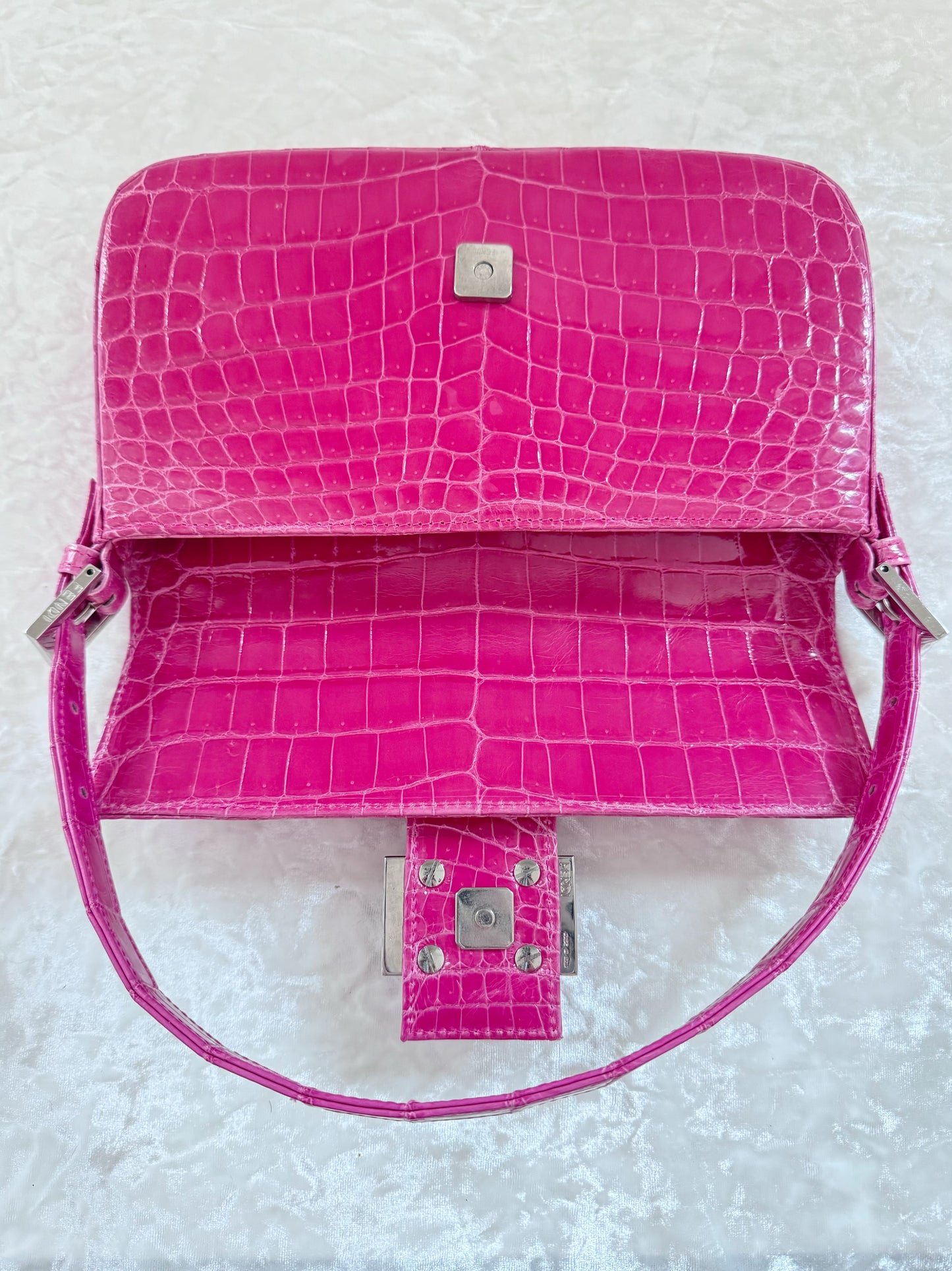 Fendi Pink Alligator Baguette