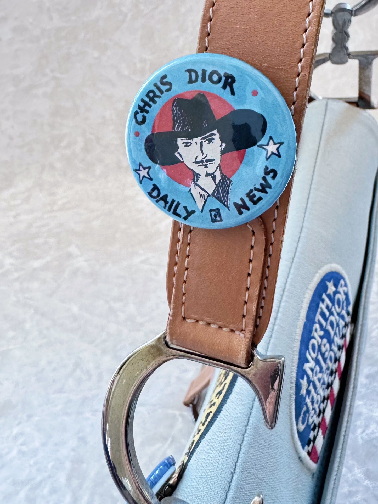 Christian Dior Speedway Baby Blue Denim Saddle Bag