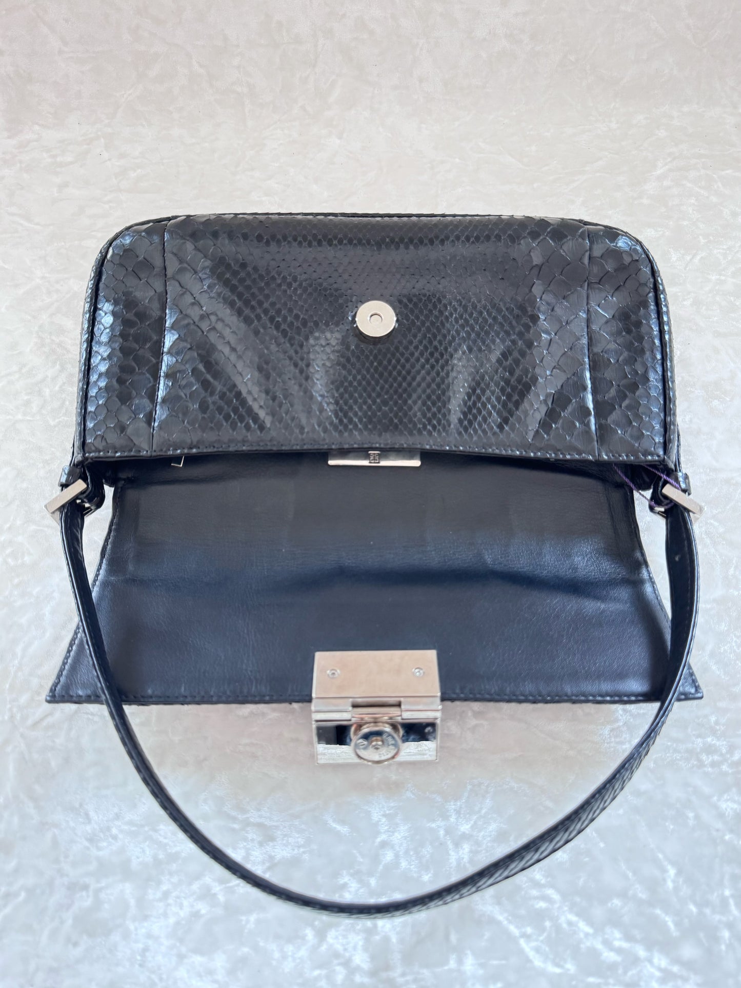 Givenchy Black Python Baguette