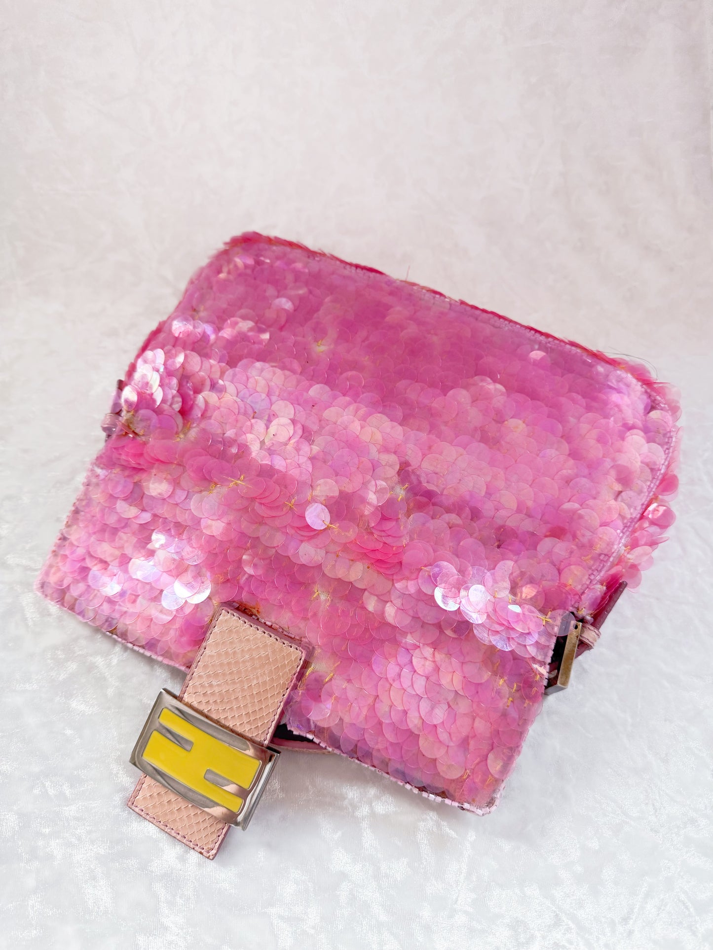 Fendi Pink Mermaid Sequins Baguette