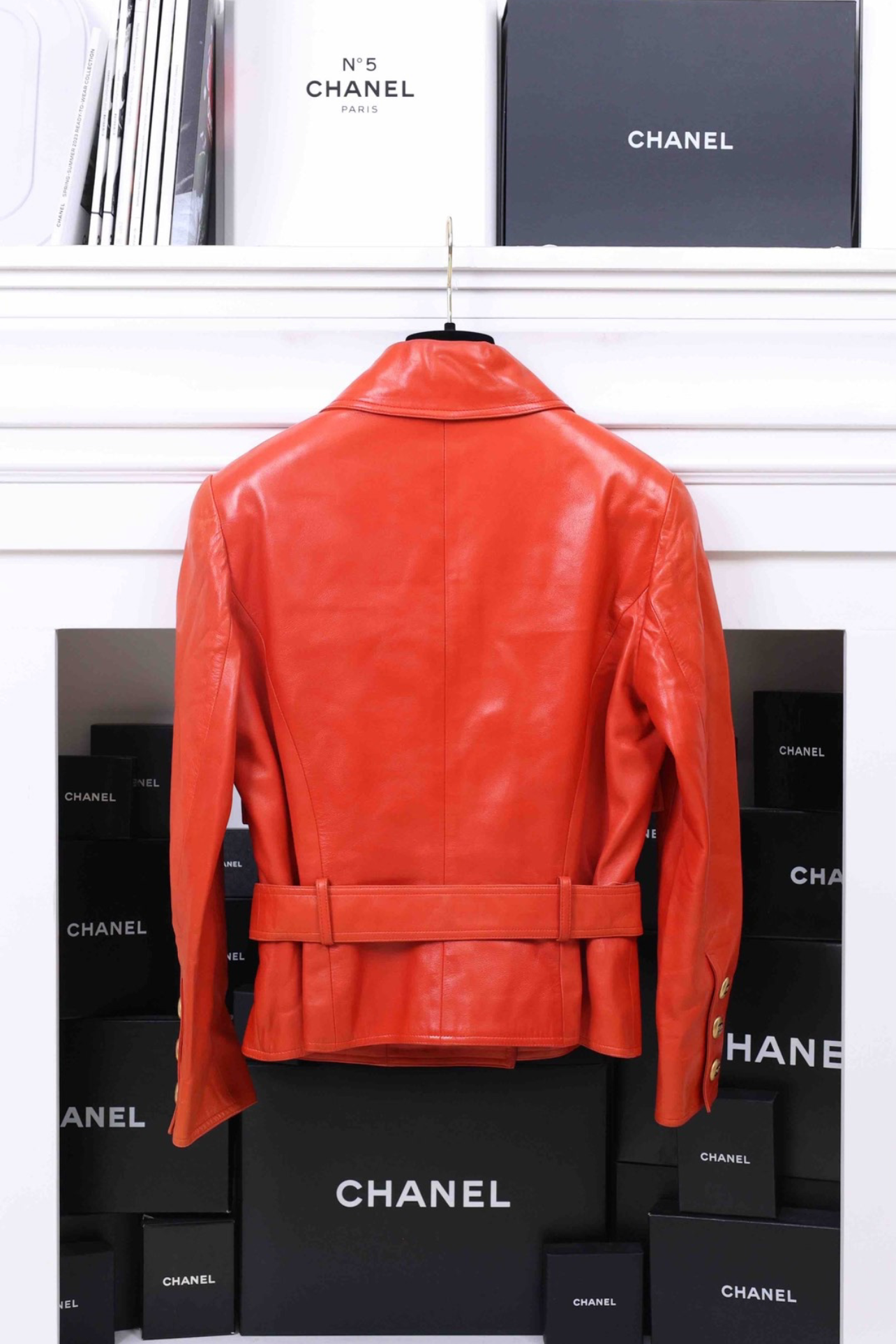 Vintage Chanel 92P Runway Red Leather Jacket