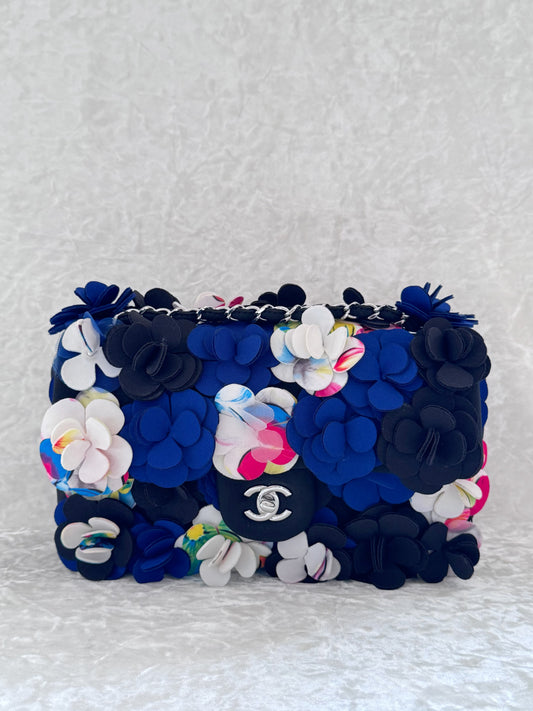 Chanel Resort 2015 Runway Neoprene Camelia Single Flap