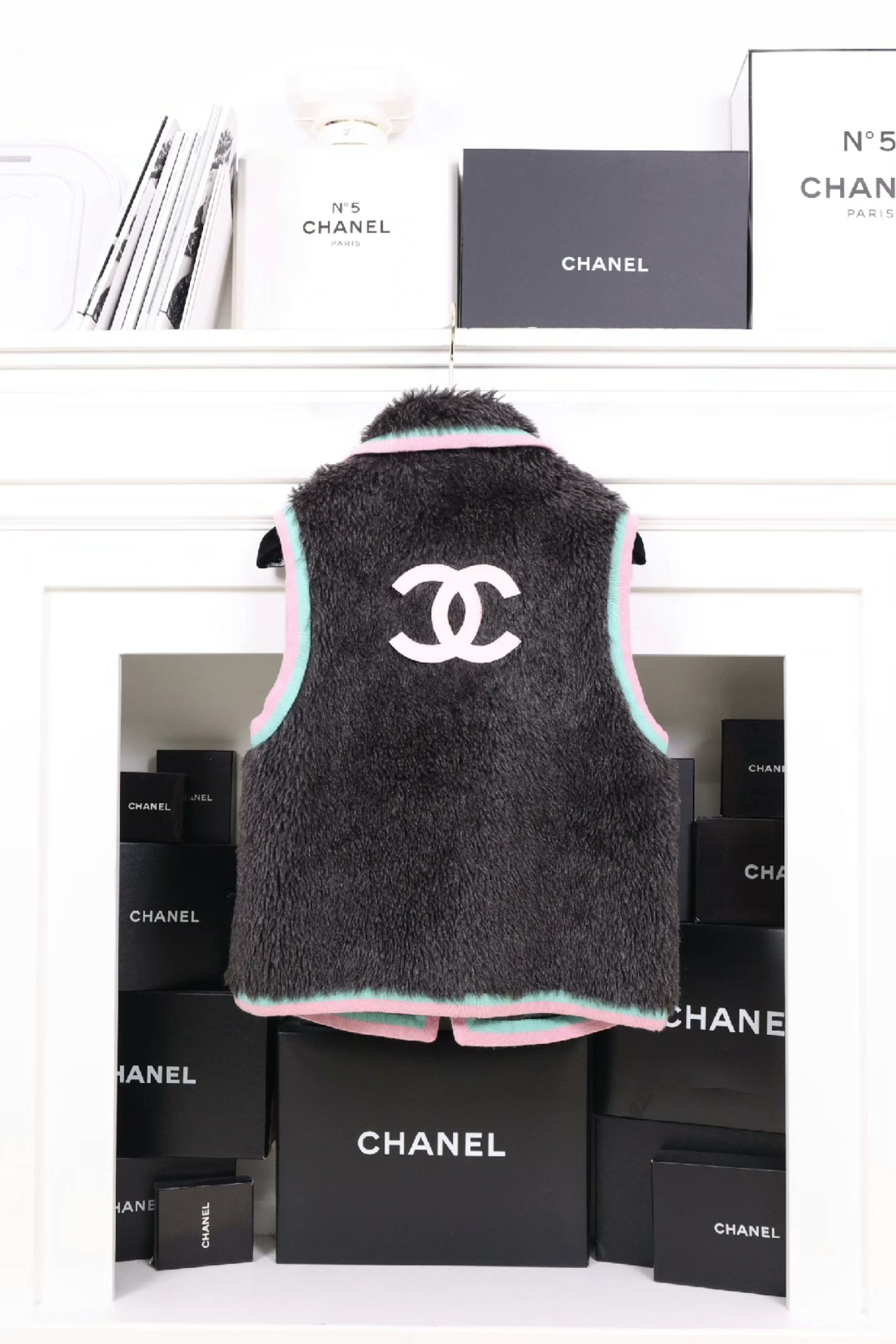 Vintage Chanel 94 CC Logo Fur Vest