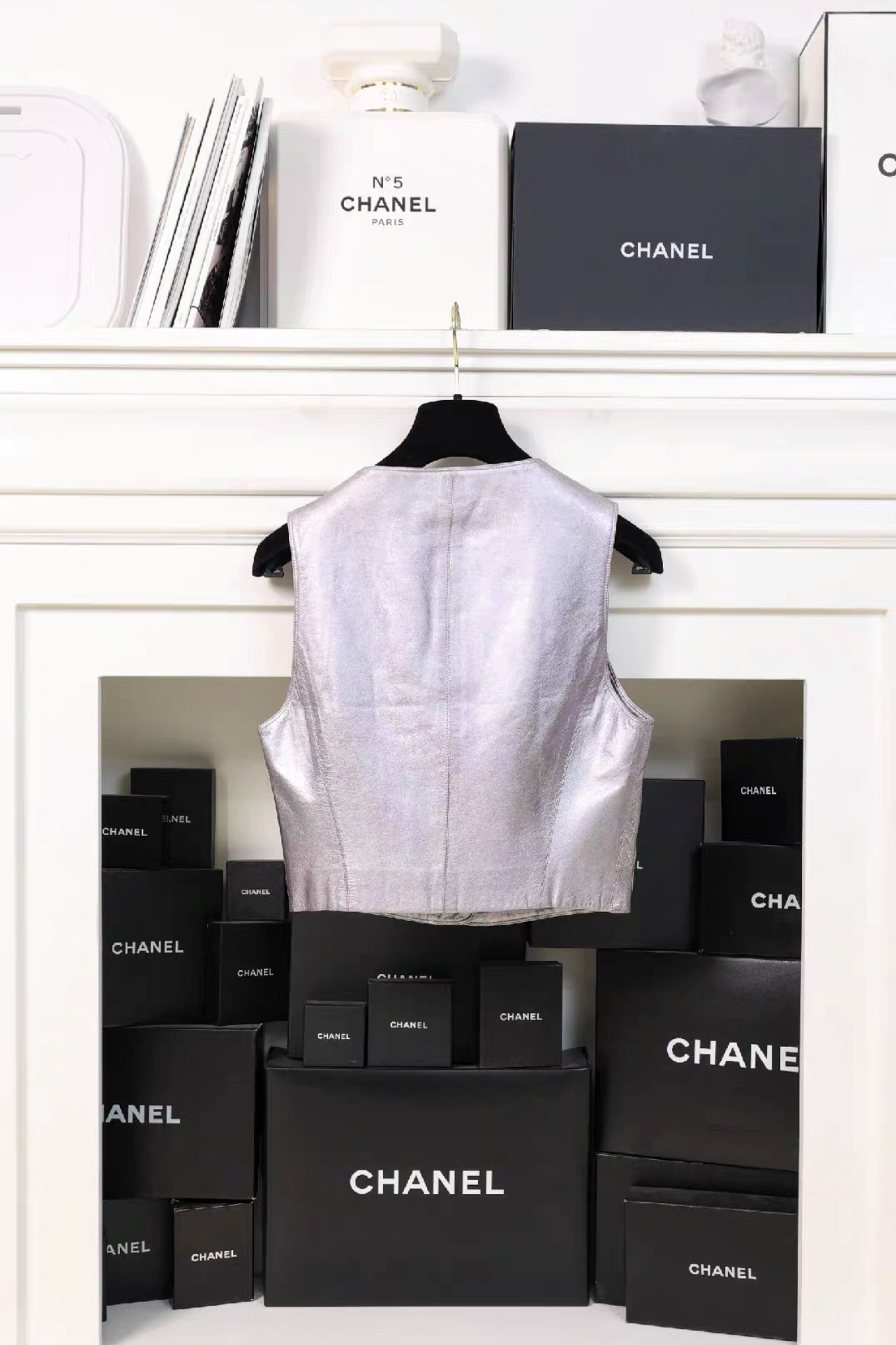 Vintage Chanel 94A Sliver Leather Vest