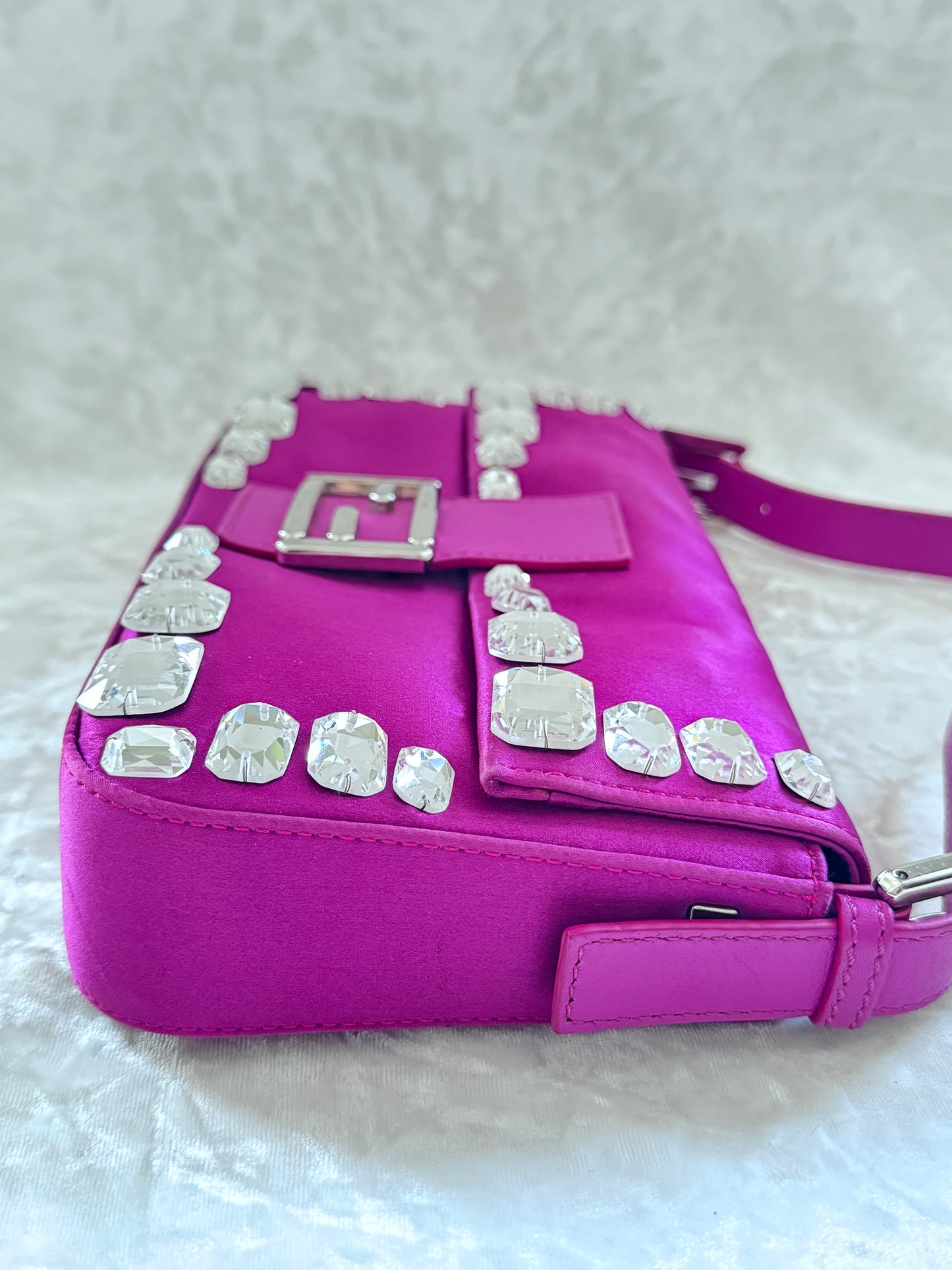 Fendi Fuchsia Rhinestone Baguette
