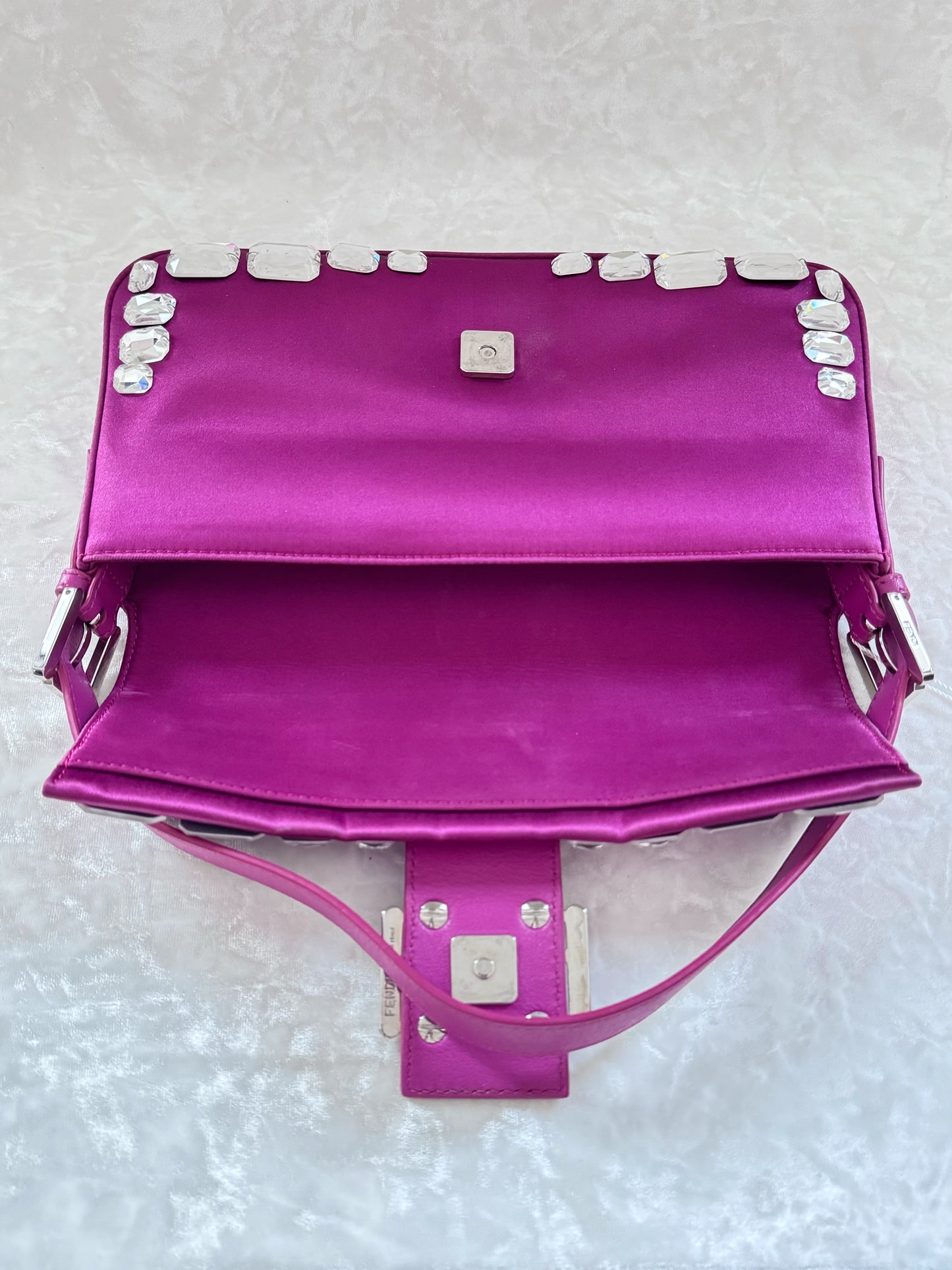 Fendi Fuchsia Rhinestone Baguette