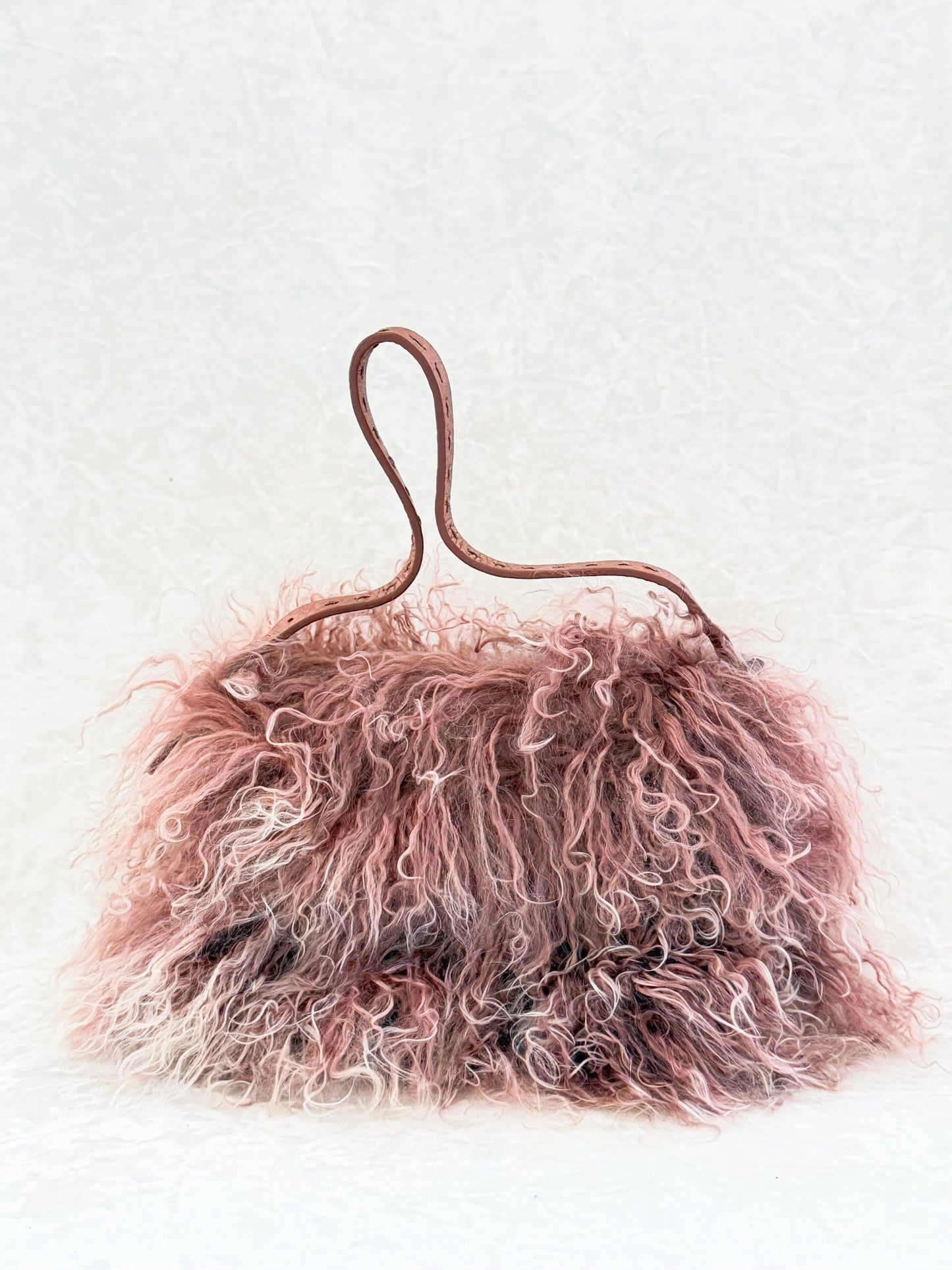 Fendi Rosa Mongolian Lamb Mini Mamma Baguette