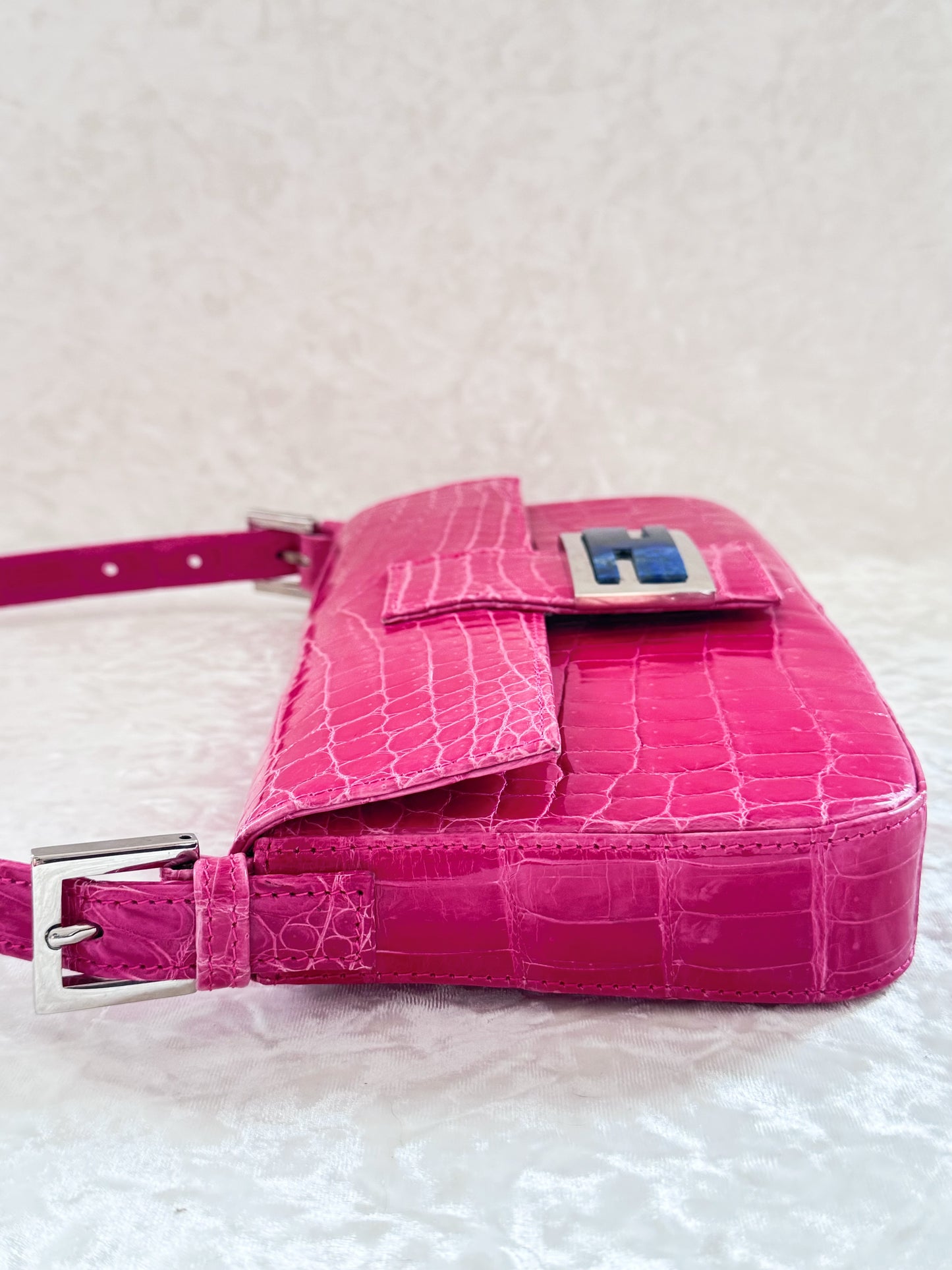 Fendi Pink Alligator Baguette