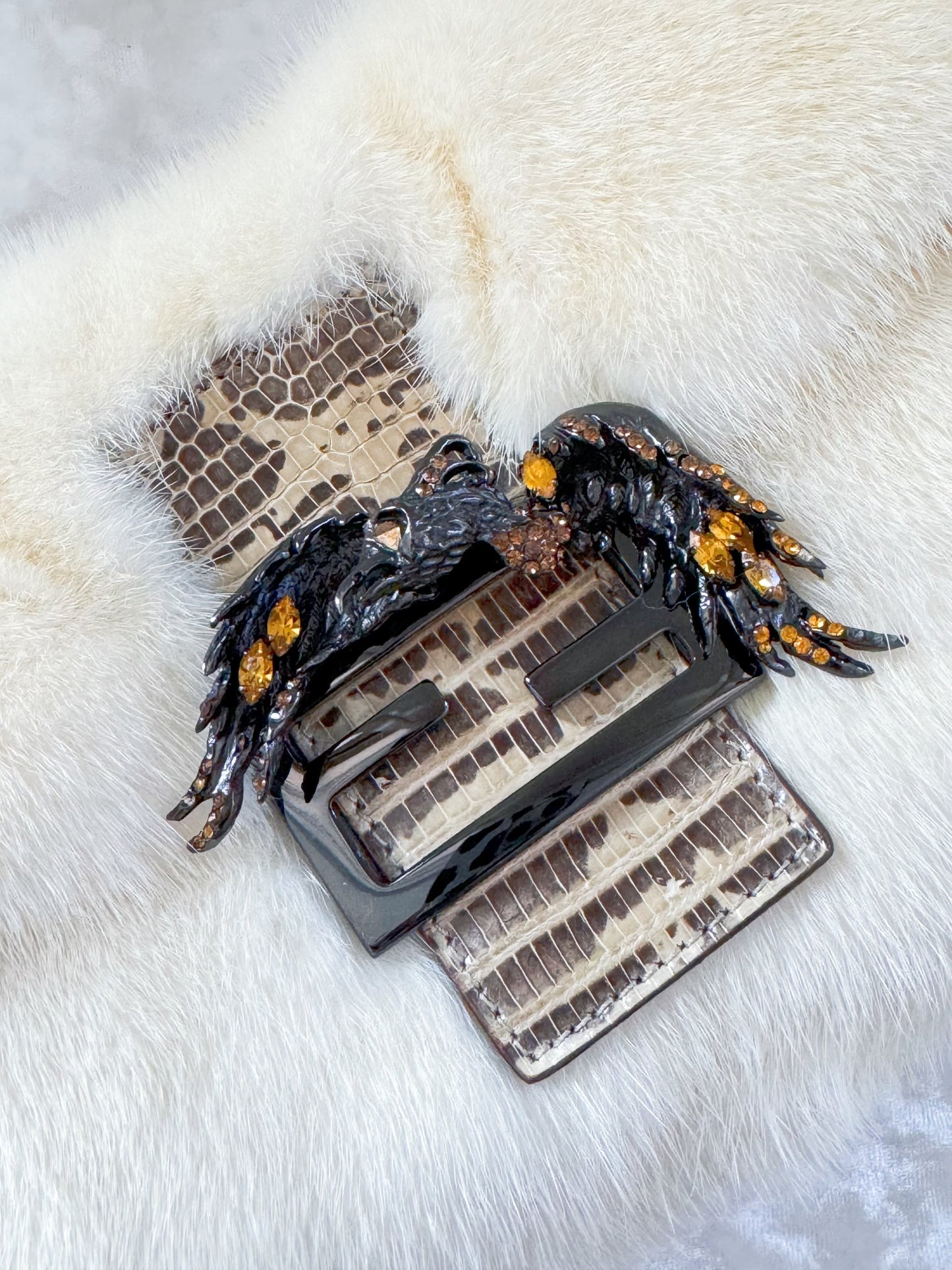 Fendi White Mink Baguette