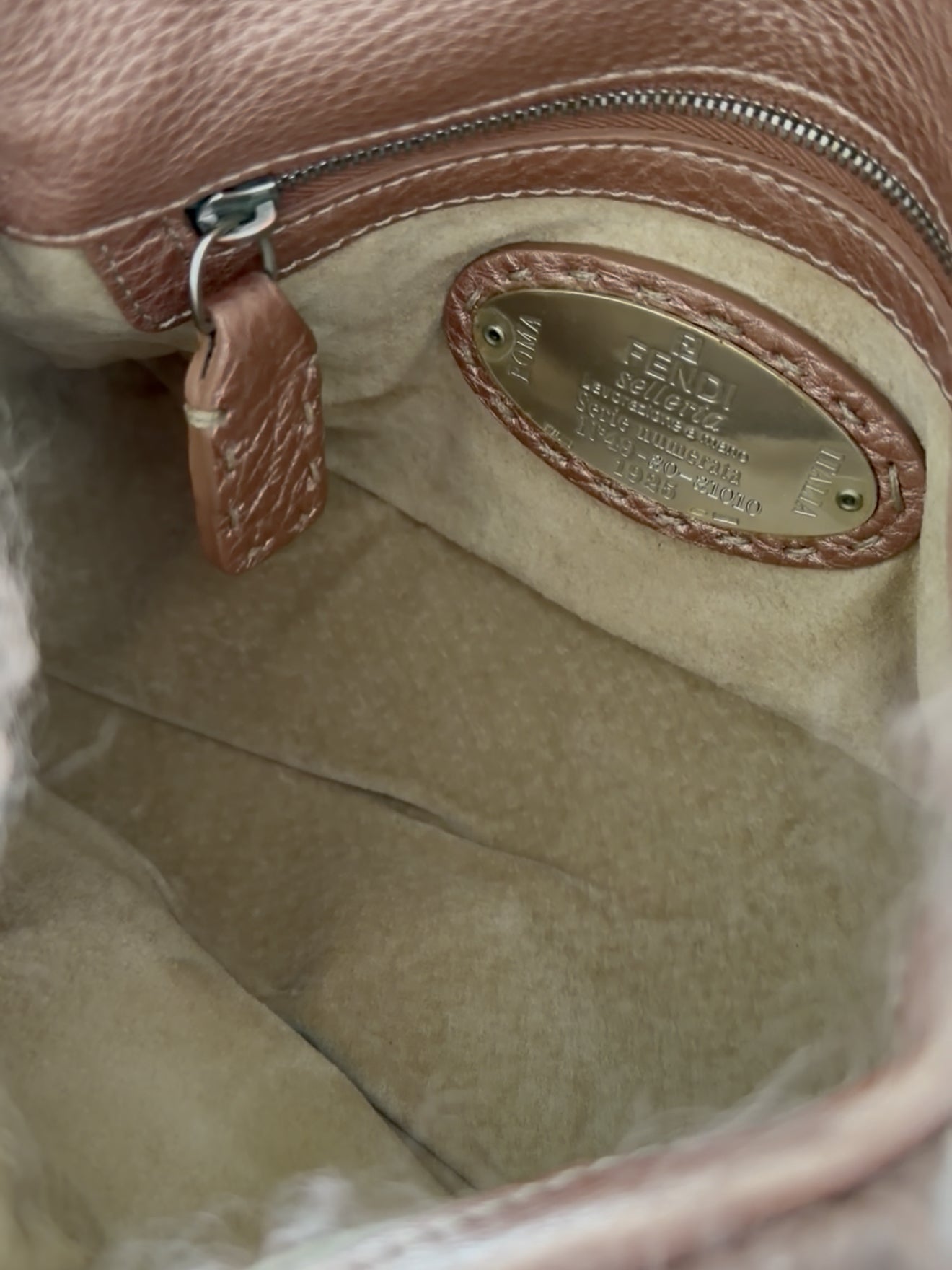 Fendi Rosa Mongolian Lamb Mini Mamma Baguette