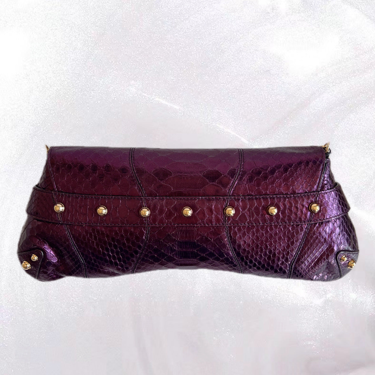 Gucci Purple Snake Skin Horsebit Chain 1955 Clutch