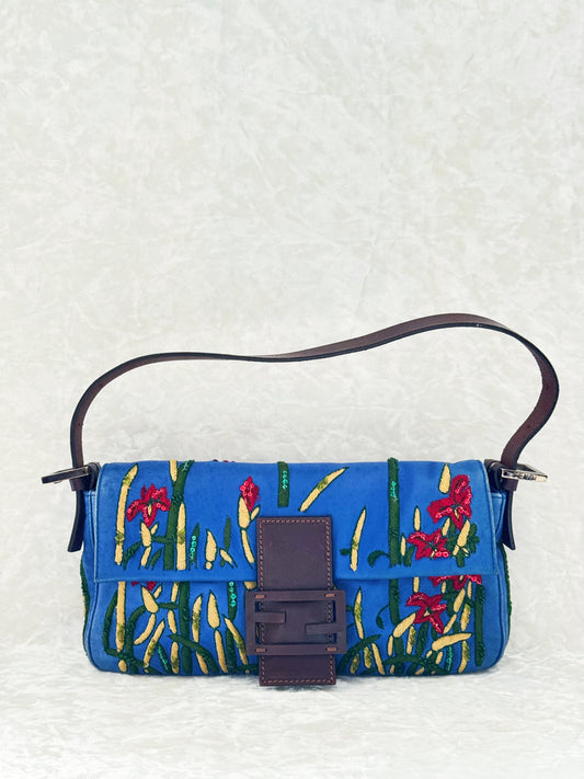 Fendi Floral Embellished Baguette