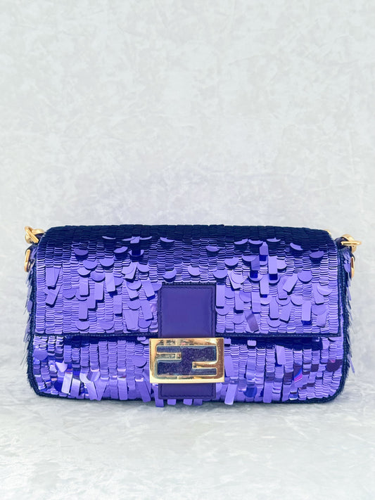 Fendi Re-Edition Purple Sequins Baguette