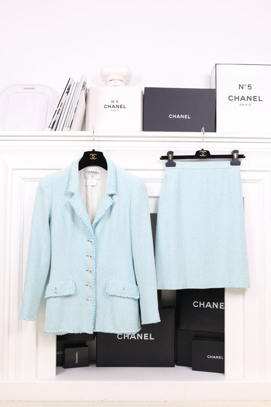 Vintage Chanel 97P Baby Blue Shell Button Set