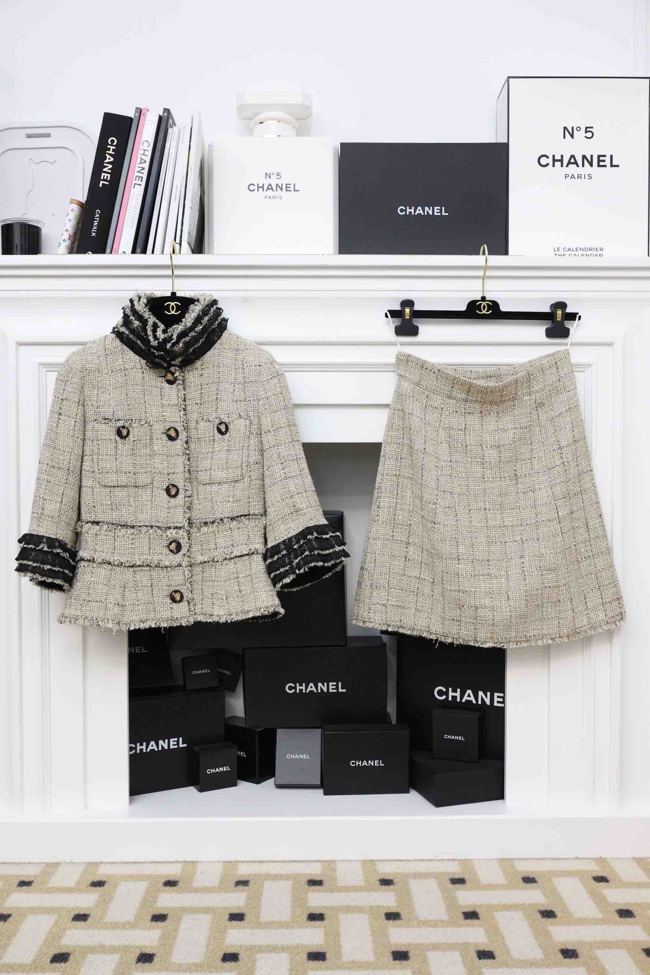 Chanel 10RTW Runway Ruffle Detailed Tweed Set