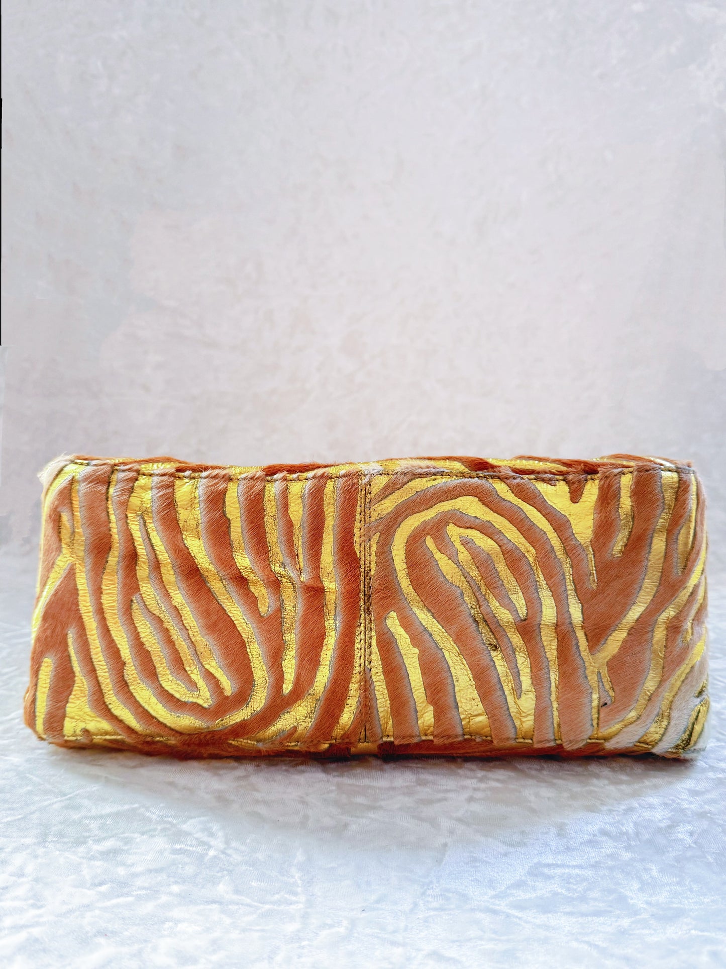 Fendi Pony Hair Zebra Printed Gold Mamma Baguette