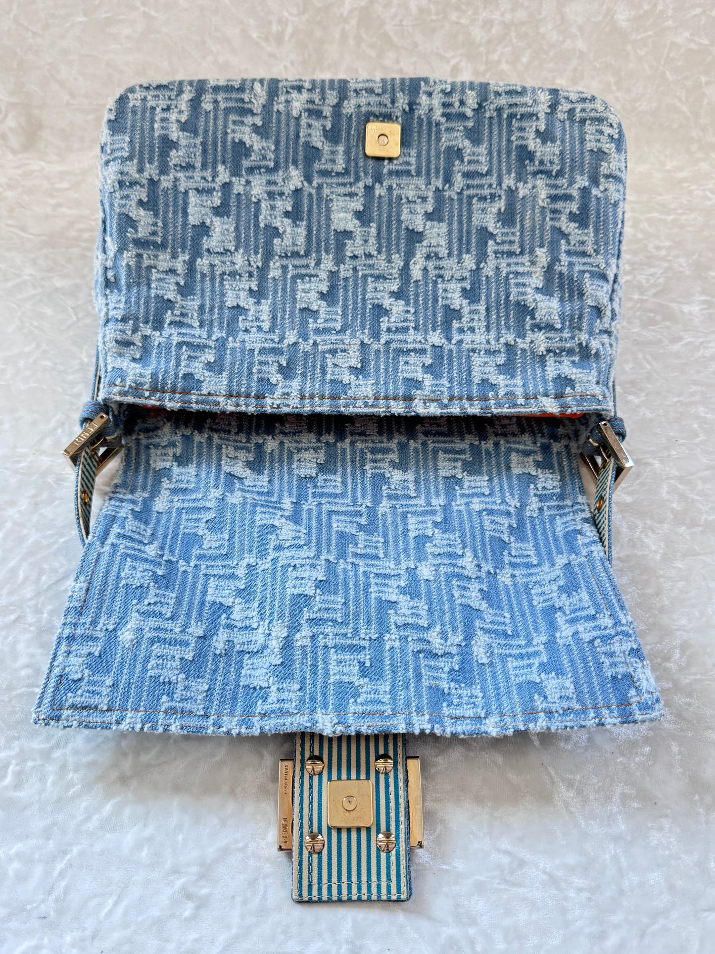 Fendi Denim Monogram Mamma Baguette