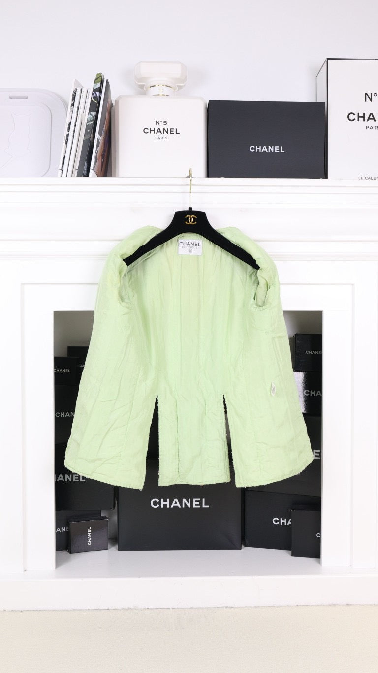 Vintage Chanel 94P Light Green Tweed Jacket