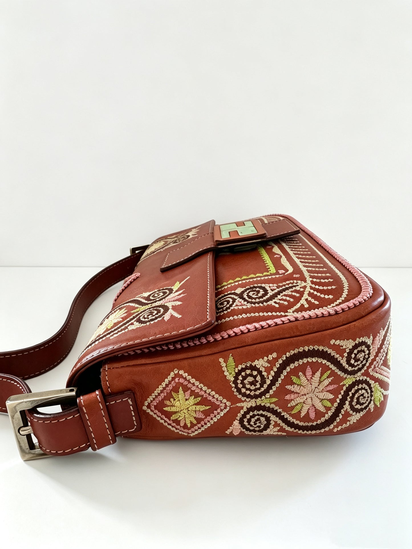 FENDI EMBROIDERED AZTEC BAGUETTE