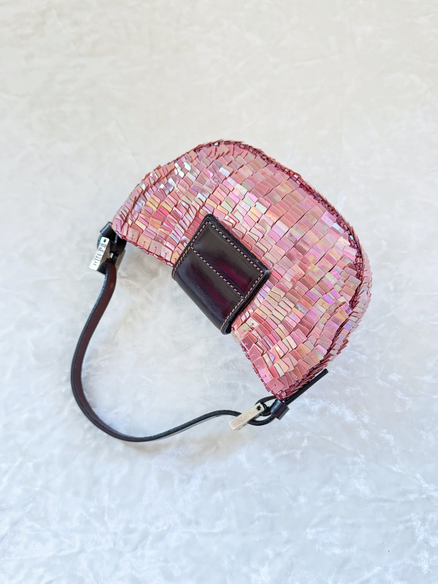 Fendi Pink Sequins Croissant ￼