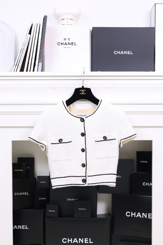 Vintage Chanel 95P Runway White Cropped Jacket