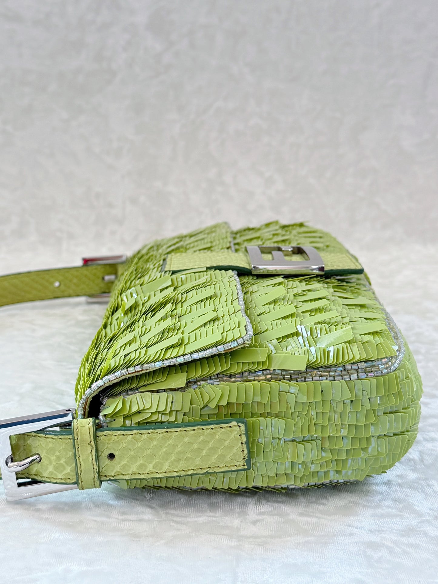 Fendi Apple Green Sequins Baguette