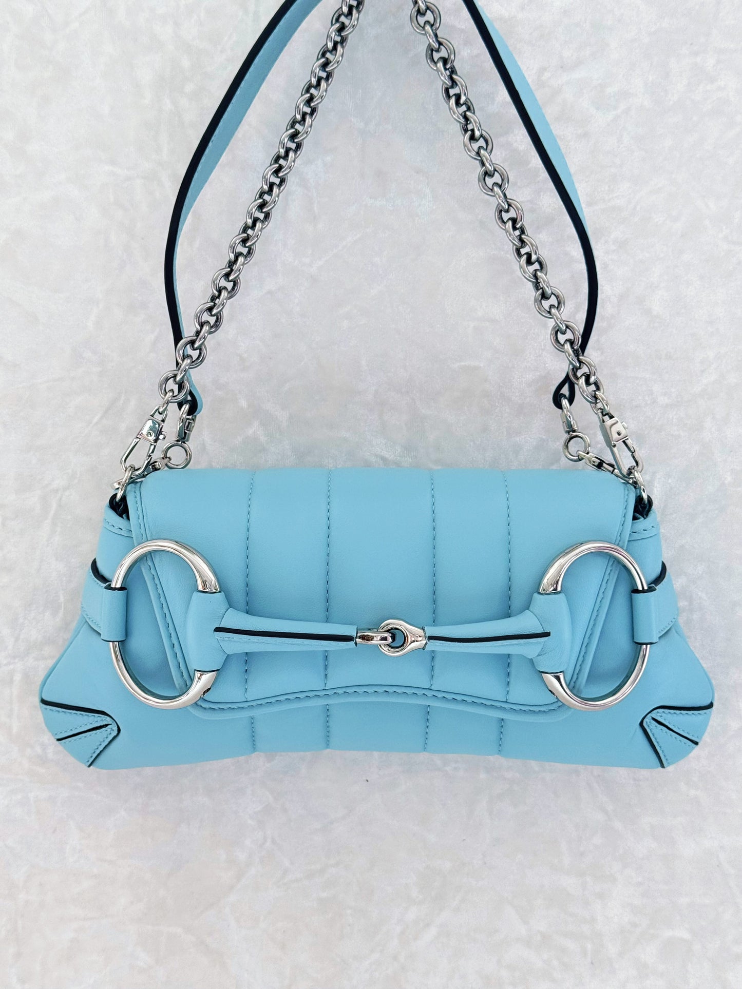 Gucci Sky Blue Mini Horsebit Chain
