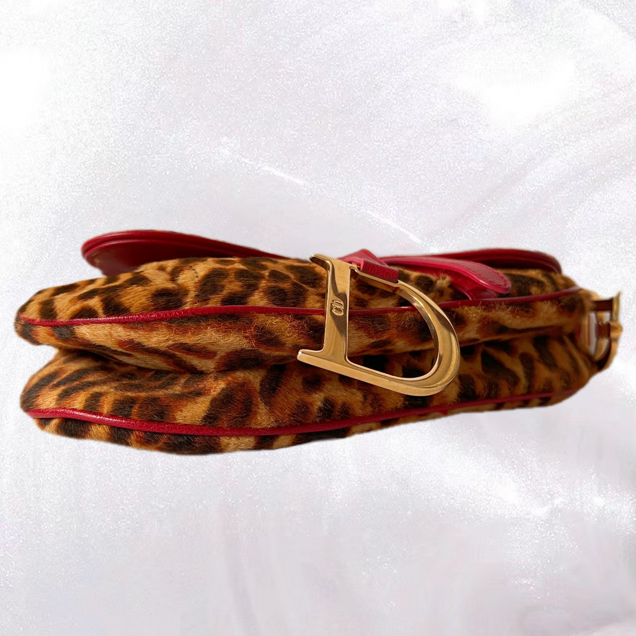 Christian Dior Leopard Print Pony Hair Saddle Bag