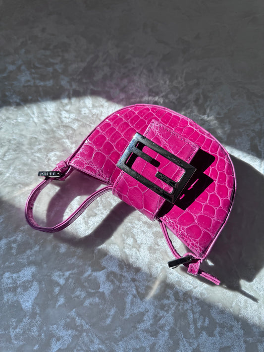 Fendi Pink Alligator Croissant ￼