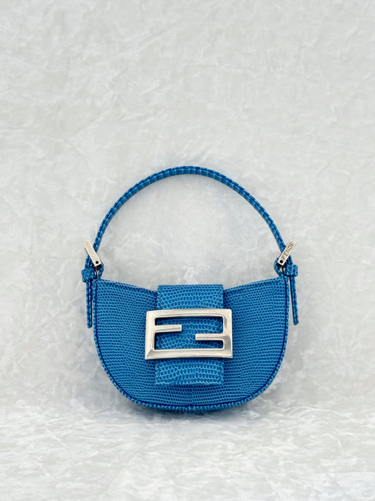 Fendi Blue Lizard Croissant Bag