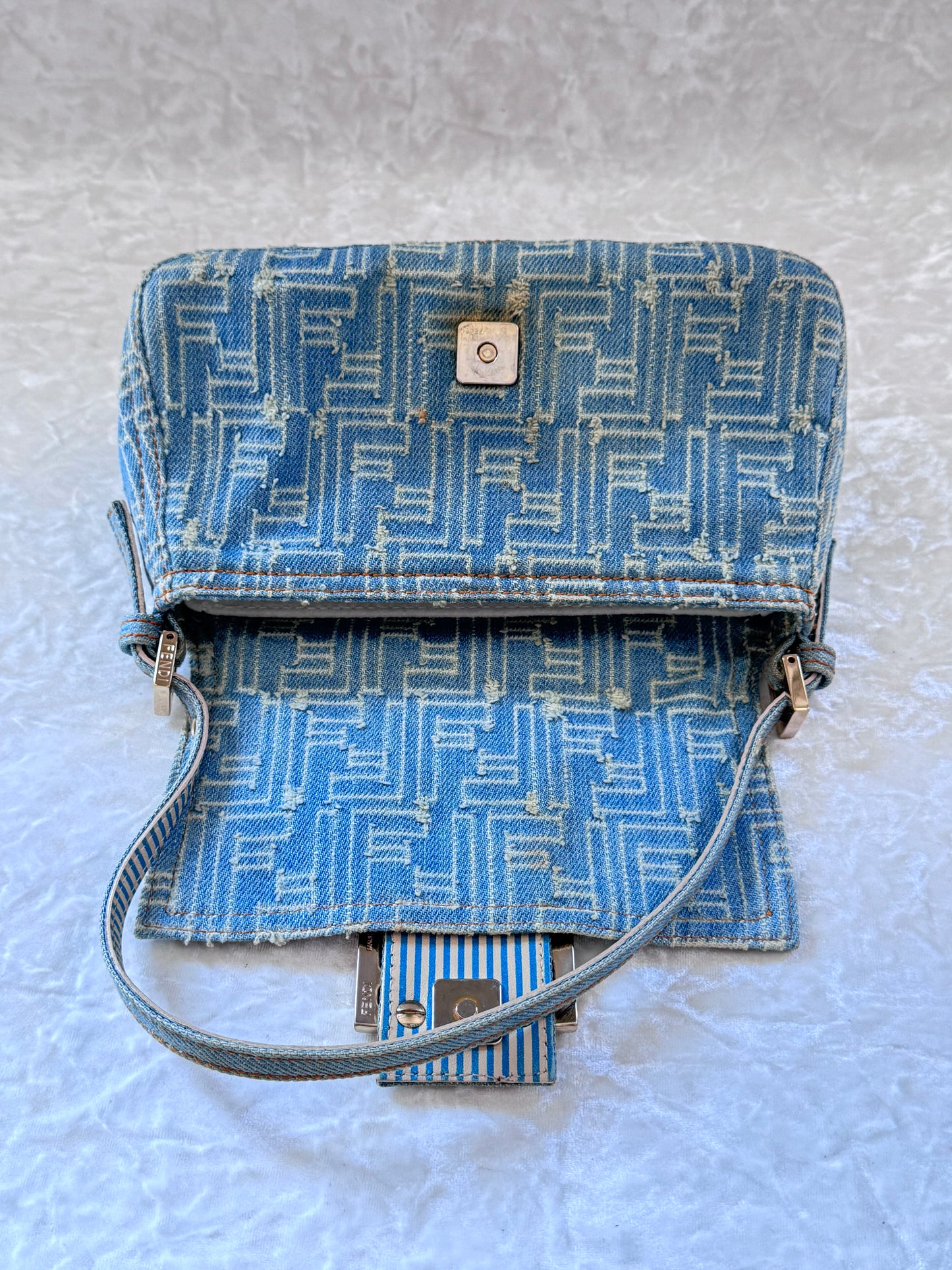 Fendi Denim Monogram Mini Mamma Baguette