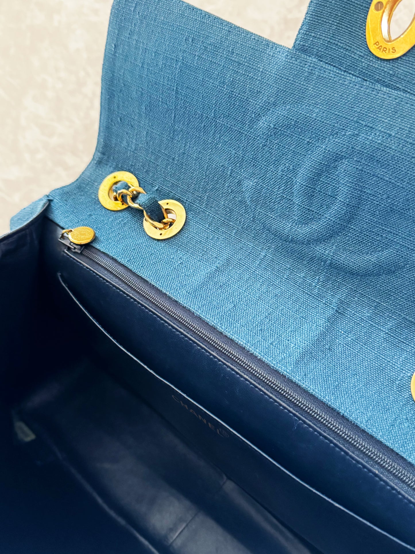 Vintage Chanel 1994 Blue Canvas Maxi