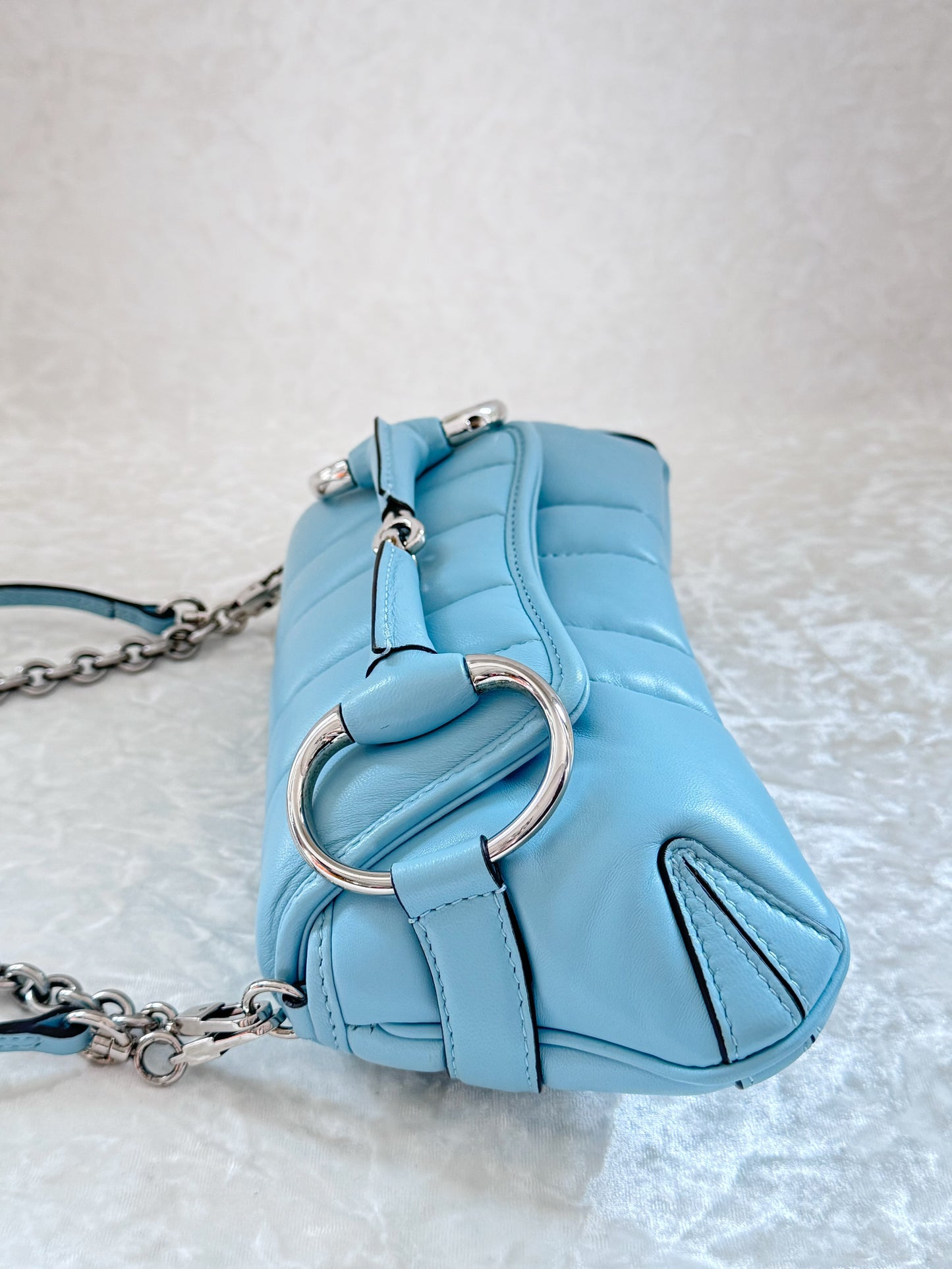 Gucci Sky Blue Mini Horsebit Chain