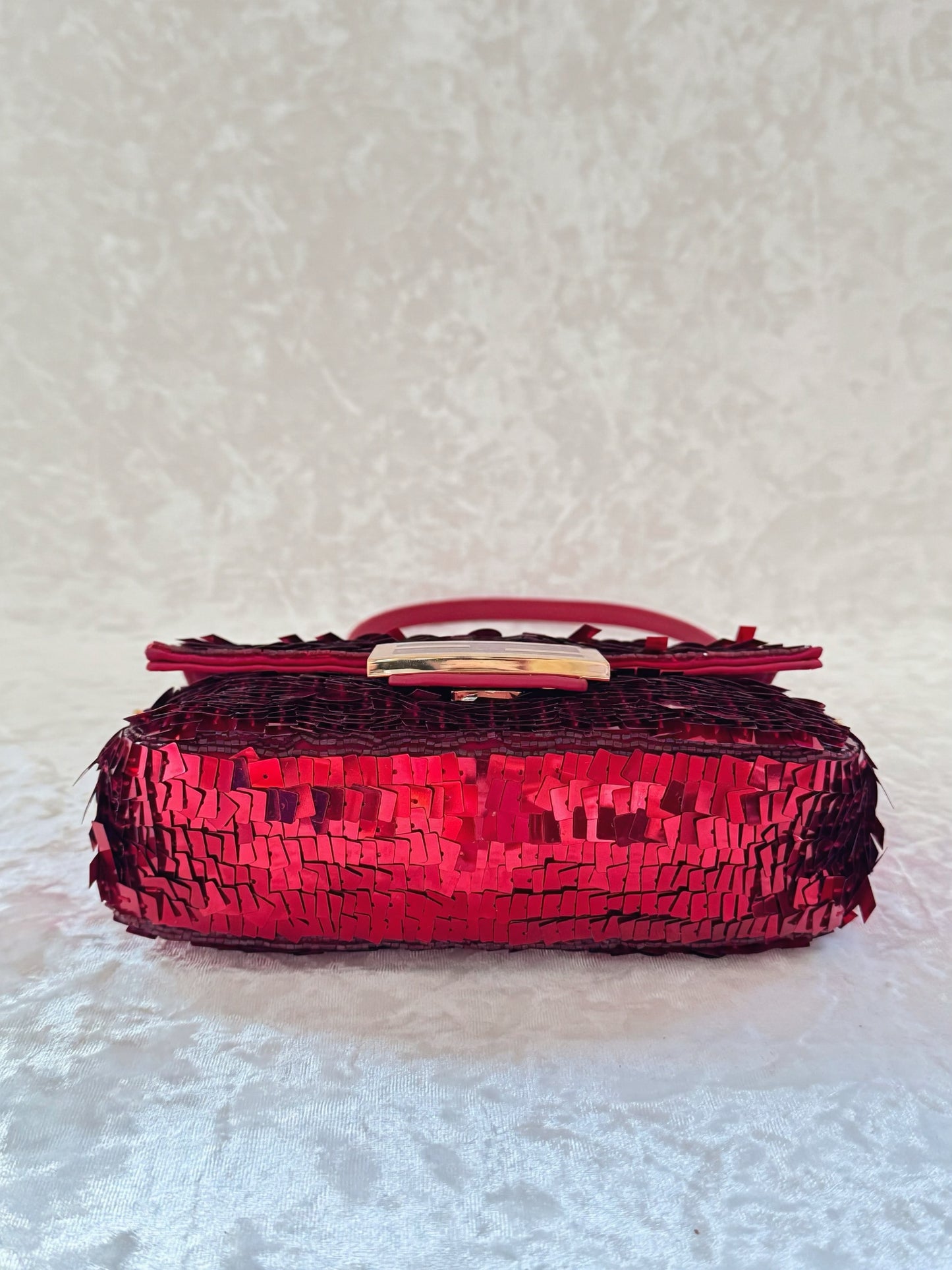 Fendi Re-Edition Red Sequins Mini Baguette